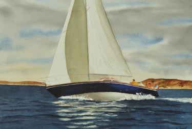 Painting titled "Cap sur Jersey" by Laurent Girard, Original Artwork