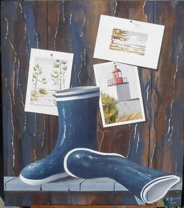 Painting titled "Les bottes" by Laurent Girard, Original Artwork, Oil