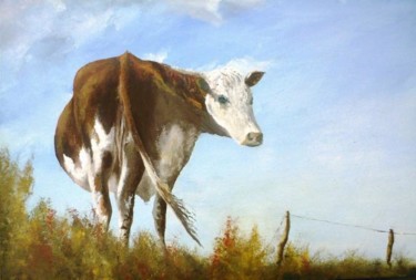 Painting titled "Vache" by Laurent Girard, Original Artwork