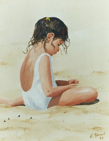 Painting titled "A la plage" by Laurent Girard, Original Artwork