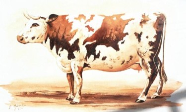 Peinture intitulée "Vache" par Laurent Girard, Œuvre d'art originale