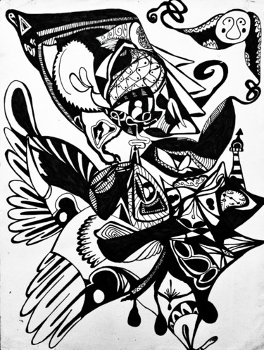 Dessin intitulée "Osiris" par Guizard Illustration.Co, Œuvre d'art originale, Stylo à bille