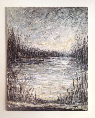 Painting titled "Les Etangs de Comme…" by Guillaume Lhommel, Original Artwork, Acrylic Mounted on Wood Stretcher frame