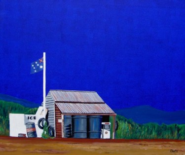 Peinture intitulée "Petrol station" par Bernard L'Hostis, Œuvre d'art originale