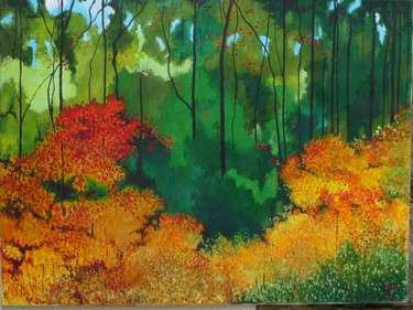 Peinture intitulée "forest 6" par Bernard L'Hostis, Œuvre d'art originale