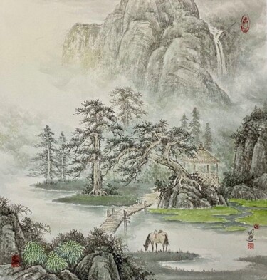 图画 标题为“中国画四季山水系列：春” 由理 明, 原创艺术品, 颜料