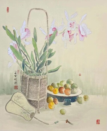 Schilderij getiteld "花卉系列：逸乐" door Li Ming, Origineel Kunstwerk, Inkt