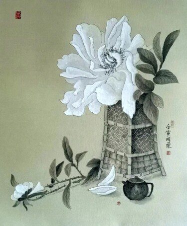 Painting titled "花卉系列：灿如春华" by 理 明, Original Artwork, Ink