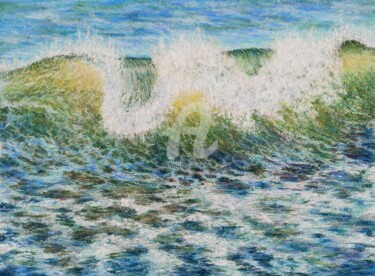 Painting titled "Wave 2" by Li, Original Artwork, Pastel