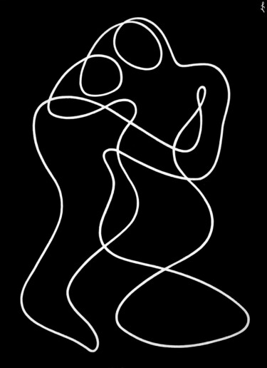 Pittura intitolato "Minimalistic embrace" da Lia Chechelashvili, Opera d'arte originale, Acrilico