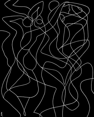 Картина под названием "Chaotic dance" - Lia Chechelashvili, Подлинное произведение искусства, Маркер Установлен на картон