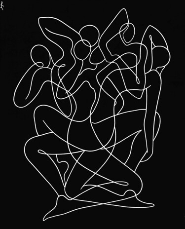 Картина под названием "Lotus" - Lia Chechelashvili, Подлинное произведение искусства, Маркер Установлен на Деревянная рама д…