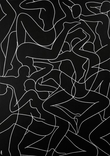 "Interactions" başlıklı Resim Lia Chechelashvili tarafından, Orijinal sanat, Işaretleyici Ahşap Sedye çerçevesi üzerine mont…
