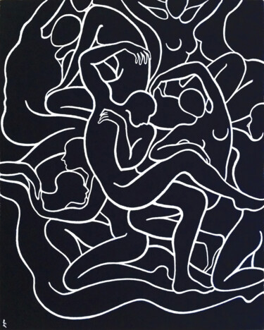 Картина под названием "Love-dance" - Lia Chechelashvili, Подлинное произведение искусства, Акрил Установлен на Деревянная ра…