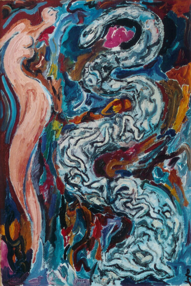 Картина под названием "Temptation" - Lia Chechelashvili, Подлинное произведение искусства, Масло Установлен на Деревянная ра…