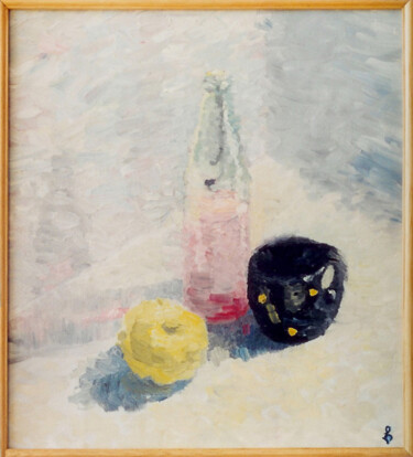 Peinture intitulée "Still life with yel…" par Lia Chechelashvili, Œuvre d'art originale, Huile Monté sur Châssis en bois