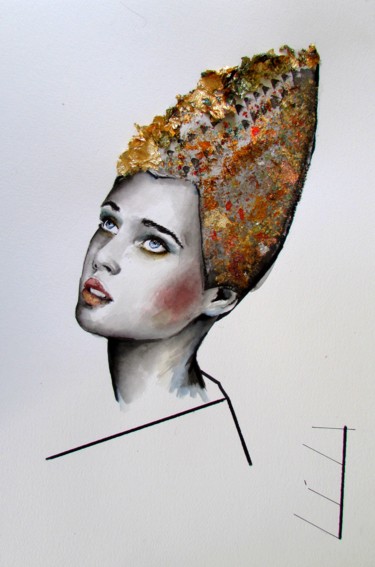 Peinture intitulée "kiona" par Lia Despas, Œuvre d'art originale, Encre