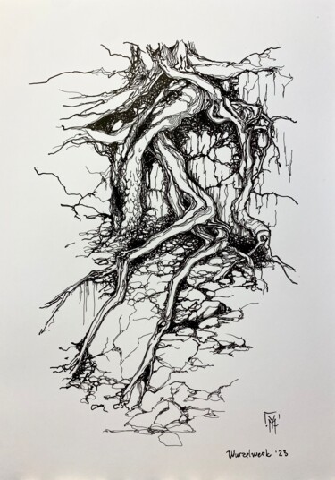 Rysunek zatytułowany „Wurzelwerk” autorstwa Lia Lemberg, Oryginalna praca, Atrament