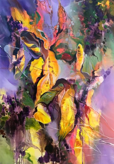 Картина под названием "Waterlife" - Lia Lemberg, Подлинное произведение искусства, Акрил Установлен на Деревянная рама для н…