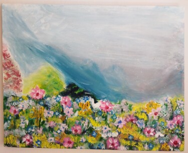 Peinture intitulée "Flores de montaña" par Lia, Œuvre d'art originale, Acrylique