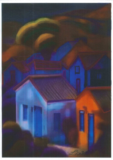 Digital Arts titled "Nocturno en azul" by Lia, Original Artwork, Digital Painting