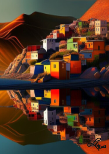 Digital Arts titled "Casitas del agua" by Lia, Original Artwork, AI generated image