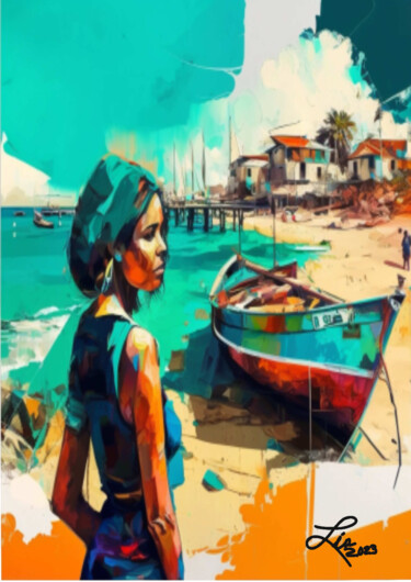 Digital Arts με τίτλο "Marina de colores" από Lia, Αυθεντικά έργα τέχνης, Εικόνα που δημιουργήθηκε με AI