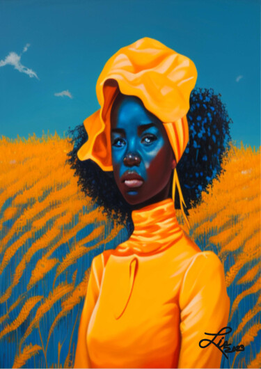 Digitale Kunst mit dem Titel "De amarillo" von Lia, Original-Kunstwerk, KI-generiertes Bild