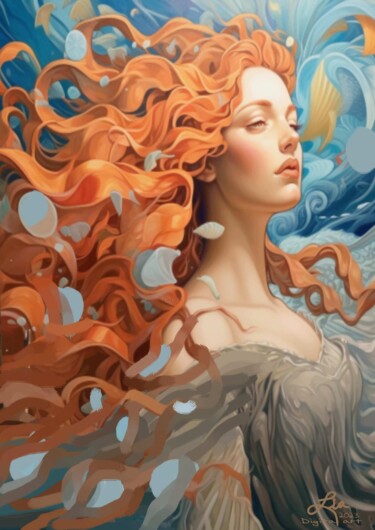 Digital Arts titled "Venus y el Mar" by Lia, Original Artwork, Digital Painting