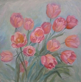 Картина под названием ""Тюльпаны"" - Ляхова, Подлинное произведение искусства