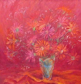 Schilderij getiteld ""Красные цветы"" door Liakhova, Origineel Kunstwerk