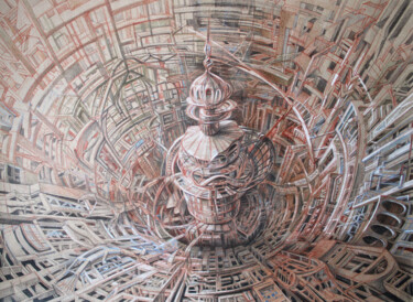 Desenho intitulada "The metropolis of s…" por Liaisan Musina, Obras de arte originais, Conté
