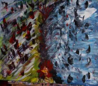 Peinture intitulée "Requins apprivoisés…" par Liam G Déziel, Œuvre d'art originale, Huile
