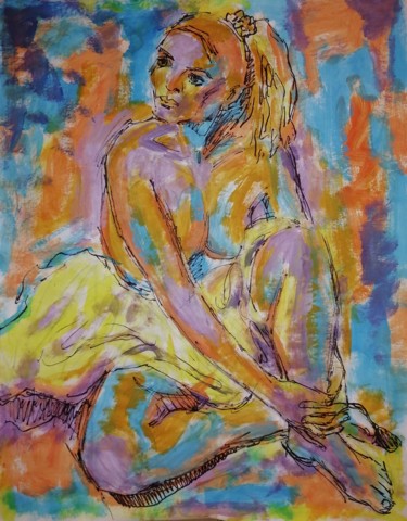 Painting titled "Fauvist Figure 5." by Liam Ryan, Original Artwork, Acrylic