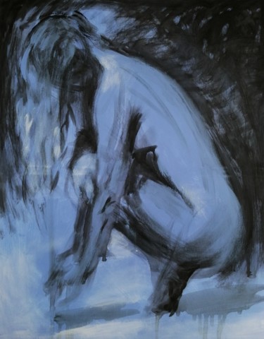 Schilderij getiteld "Blue Nude Number 1." door Liam Ryan, Origineel Kunstwerk, Acryl