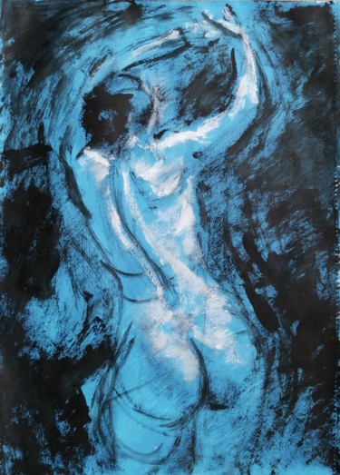 Pintura intitulada "Blue Nude Number 3." por Liam Ryan, Obras de arte originais, Acrílico