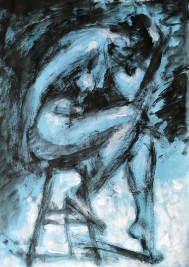 Schilderij getiteld "Blue Nude Number 4." door Liam Ryan, Origineel Kunstwerk, Acryl