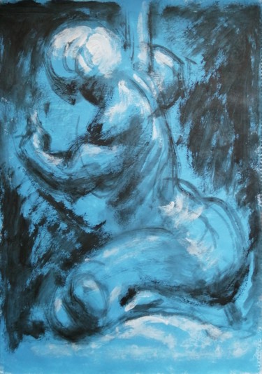Pintura intitulada "Blue Nude Number 5." por Liam Ryan, Obras de arte originais, Acrílico