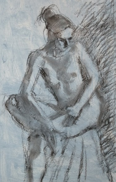 Pintura intitulada "Female Nude In Char…" por Liam Ryan, Obras de arte originais, Carvão