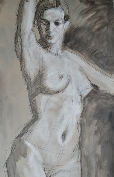 Malarstwo zatytułowany „Female Figure In Wa…” autorstwa Liam Ryan, Oryginalna praca, Akryl
