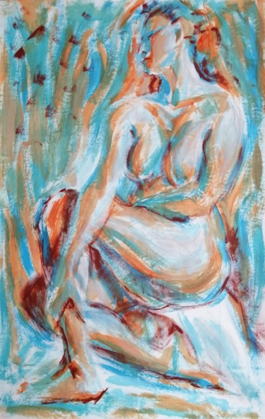 Painting titled "Fauvist Figure." by Liam Ryan, Original Artwork, Acrylic