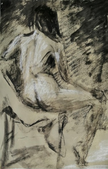 Painting titled "Female Figure In Wa…" by Liam Ryan, Original Artwork, Acrylic