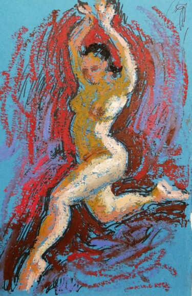 Zeichnungen mit dem Titel "Female Figure In Oi…" von Liam Ryan, Original-Kunstwerk, Pastell