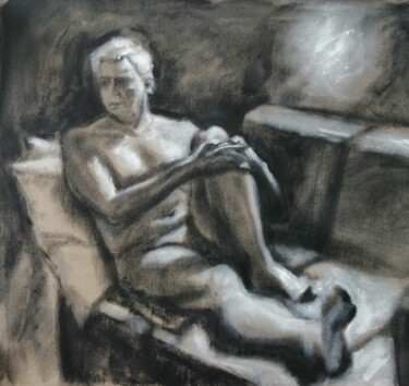 Painting titled "Male Nude In Warm G…" by Liam Ryan, Original Artwork, Acrylic