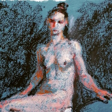 Disegno intitolato "Female Figure In Oi…" da Liam Ryan, Opera d'arte originale, Pastello