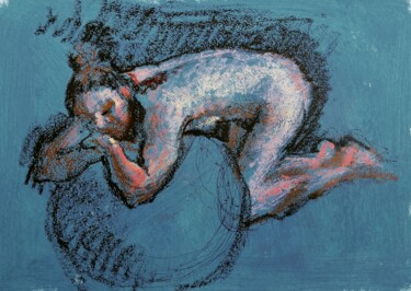 Zeichnungen mit dem Titel "Female Figure In Oi…" von Liam Ryan, Original-Kunstwerk, Pastell