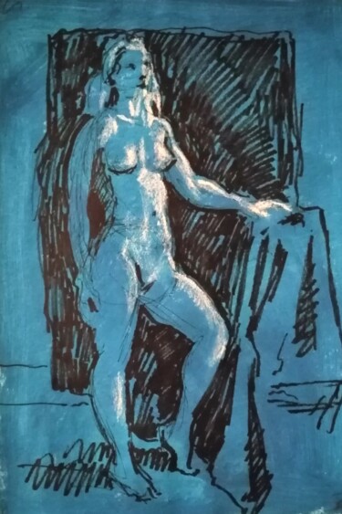 Drawing titled "Standing Female Nud…" by Liam Ryan, Original Artwork, Chalk