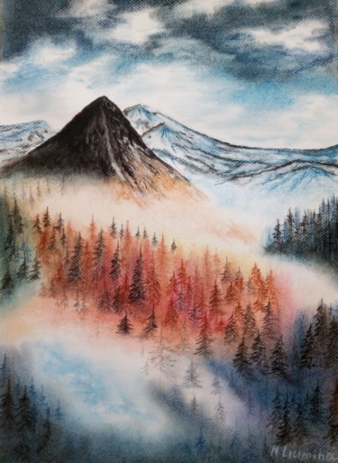 Картина под названием "Горы" - Наталья Лямина, Подлинное произведение искусства, Пастель