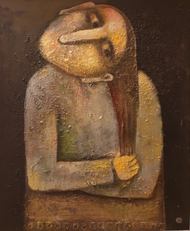 Painting titled "Waiting (Acrylic pa…" by Liana Asatryan, Original Artwork, Acrylic Mounted on Wood Stretcher frame