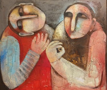 Painting titled "Lovers (Acrylic pai…" by Liana Asatryan, Original Artwork, Acrylic Mounted on Wood Stretcher frame